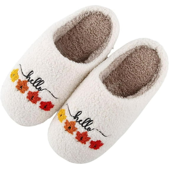 Halloween Pumpkin Slippers for Women Men Spooky Slides Soft Plush House Slippers Indoor Outdoor Shoes