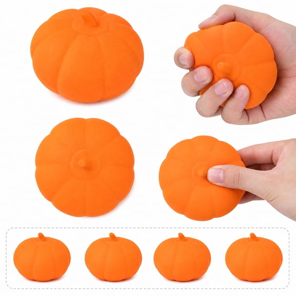 Halloween Pumpkin, Slow Rise Squeeze Toys, 4 in Round, Bright Orange, 1 Pc, Fall Halloween Decor, Home Decorations, Halloween Decorations for Home, Pumpkin Decorations for Home,
