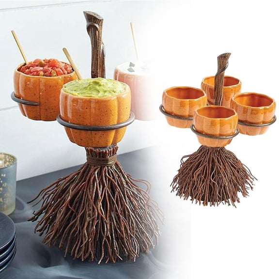Halloween Pumpkin Snack Bowl Stand, Bridge Stick Snack Basket Holder, Food, Inventories for Warehouse Budgets, Candy - 4 Bowls