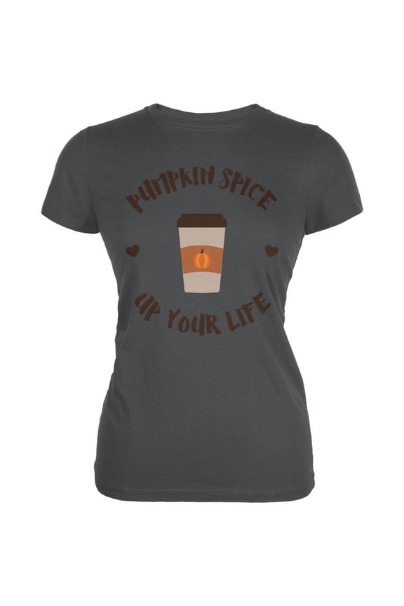 Halloween Pumpkin Spice Up Your Life Juniors Soft T Shirt Asphalt MD