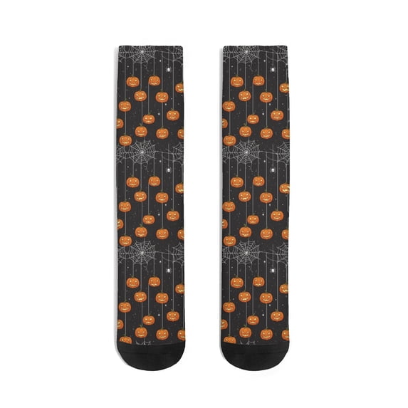 Mid Guy Halloween Pumpkin Spider Men's Mid-calf Crew Socks, Running Sports ...