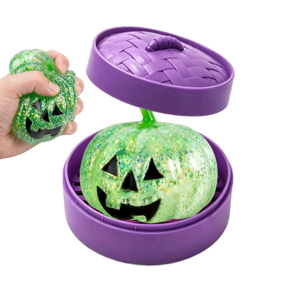 Halloween Pumpkin Squishies, Pumpkin Shaped Dumpling Squeeze Ball with Steamer, Slow Rising Stress Relief Sensory Squeezing Ball for Holiday & Birthday Gifts, Party Favors