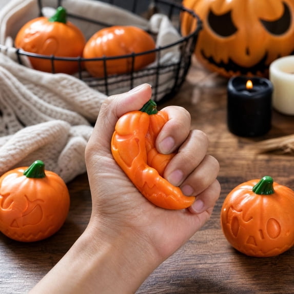 Halloween Pumpkin Squishy, Soft Squeeze Toy With Building Block Filling ...