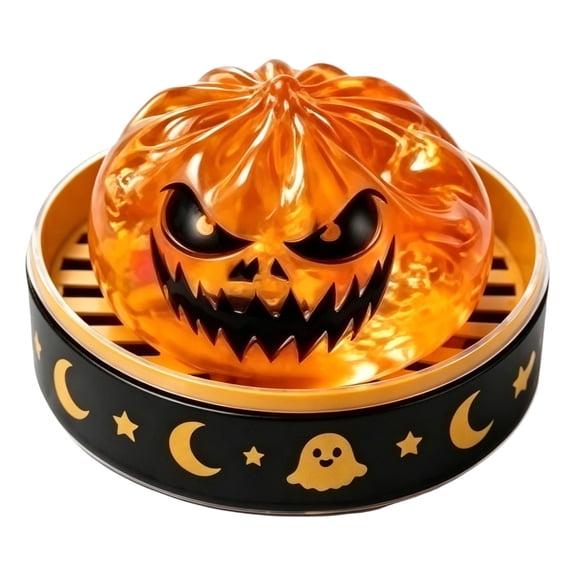 Halloween Pumpkin Squishy Toy with Basket, Slow Rising Stress Reliever Fidget for Adults, Silicone Desk Decor