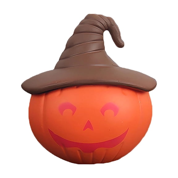 Halloween Pumpkin Squishy Toy with Slow Rising Pu Foam, 1-Pack, Orange Jack-O-Lantern with Brown Witch Hat, Relaxation Toy