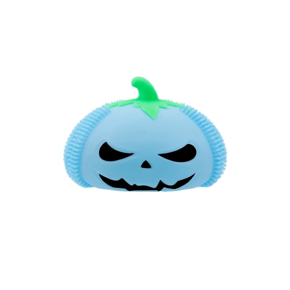 Halloween Pumpkin Squishy Toys - Light Up Puffer Ball Stress Relief Squeeze Toys, 6.7x5.1 Inch Glow in The Dark Fidget Toys, Halloween Party Favors Goodie Bag Fillers Gifts for Adults (1PC, Blue)