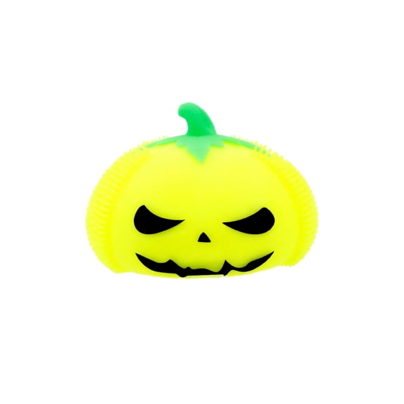 Halloween Pumpkin Squishy Toys - Light Up Puffer Ball Stress Relief Squeeze Toys, 6.7x5.1 Inch Glow in The Dark Fidget Toys, Halloween Party Favors Goodie Bag Fillers Gifts for Adults (1PC, Yellow)