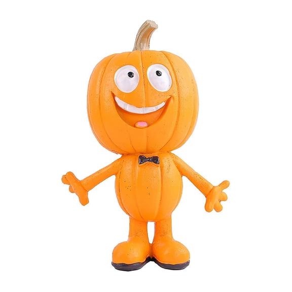 Halloween Pumpkin Statue Resin Smiling Jack O Lantern Man Decor 7.9 inch 1 Pack Indoor Desktop Ornament for Home Yard Party Halloween Holiday Themed Decoration Festive Gift for Friends
