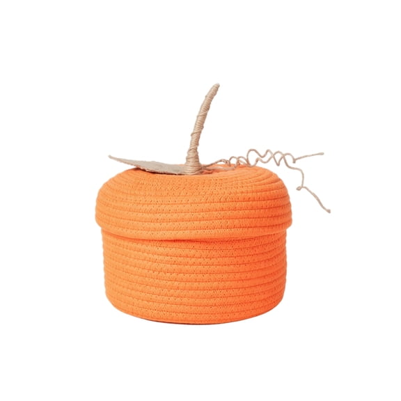 Halloween Pumpkin Storage Bin, Woven Cotton Rope Lidded Basket, Halloween Pumpkin Decor, Vintage Halloween Home Table Decor Jewelry Candy Storage Jar