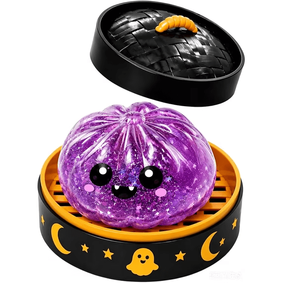 Halloween Pumpkin Stress Ball Transparent Glitter Fidget Toy with Storage Box Cute Ghost Sensory Toy for Adults Teens Party Decor