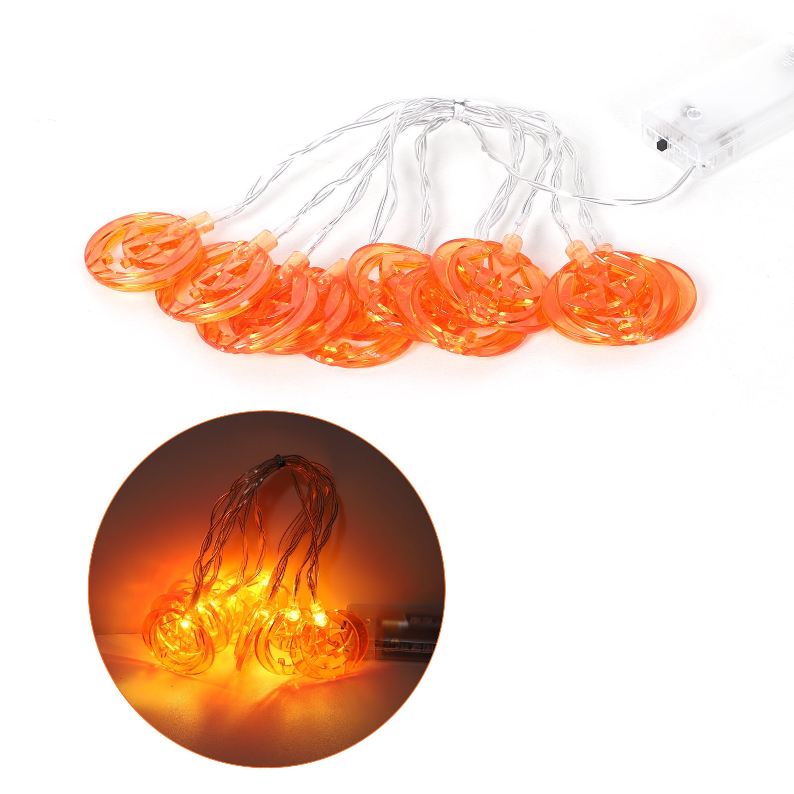 Halloween Pumpkin String Lights, 6.5ft 10 LED Battery Operated Jack-O-Lantern Fairy Lights, Waterproof Orange Decorative Lights for Indoor Outdoor Halloween Party Decor