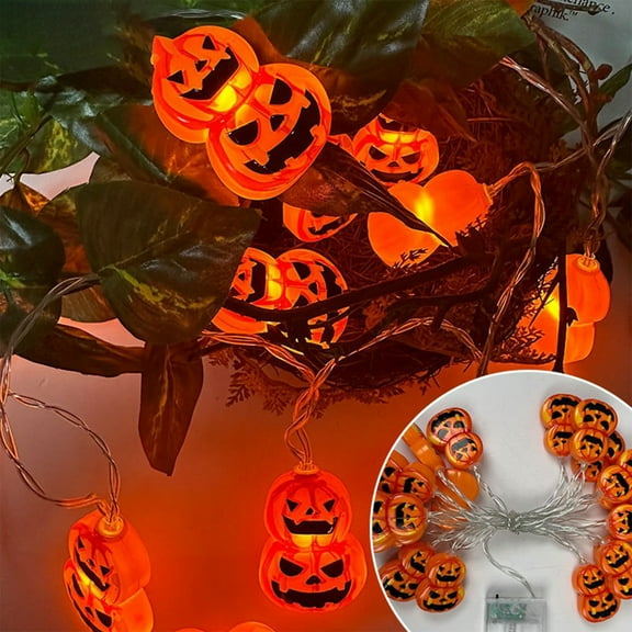 Halloween Pumpkin String Lights, Orange Pumpkin Shaped LED String Lights Battery Operated, 1.5m 10 LEDs for Porch Tree Railing Mantel, Warm Festive Glow
