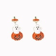 thumbnail image 1 of Halloween Pumpkin Stud Earrings, Alloy, Dripping Oil Design, Sparkly Enamel, Holiday Party Jewelry for Women, 1 of 6