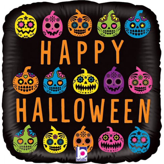Halloween Pumpkin Sugar Skull 18" Balloon, 1ct