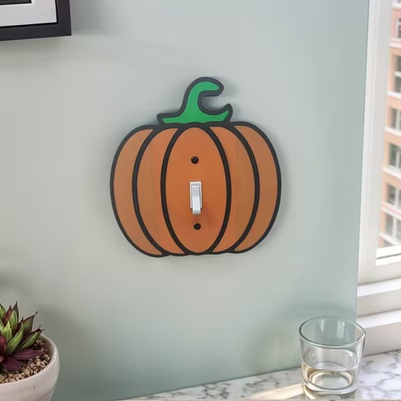 Halloween Pumpkin Switch Plate Cover - 3D Printed Decorative Wall Decor for Kids' Room