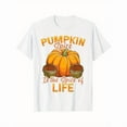 thumbnail image 1 of Halloween Pumpkin T-Shirt "Pumpkin Spice Is The Spice Of Life" Graphic Tee Cotton Crewneck Top White S-5XL, 1 of 5