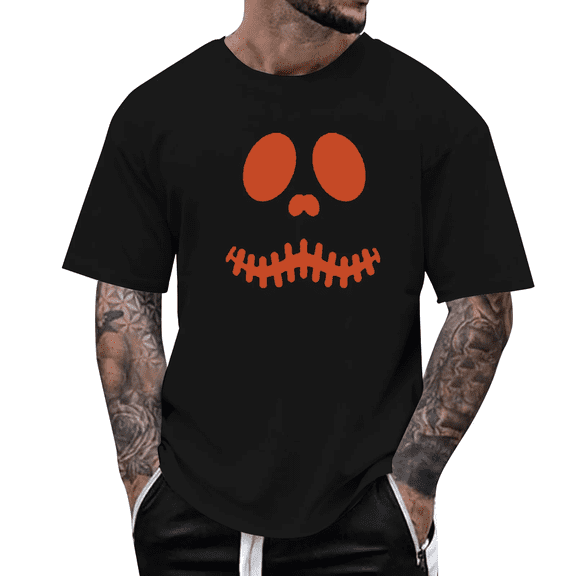 Halloween Pumpkin T-Shirt - Scary Jack O' Lantern Face Graphic Tee for Spooky Season
