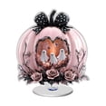 thumbnail image 1 of Halloween Pumpkin Tabletop Decor Acrylic Ghost Pumpkin Sign with Rhinestone Bow Glam Spooky Centerpiece for Shelf Mantel Entryway Party Display, 1 of 5