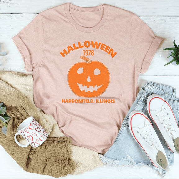 Halloween Pumpkin Tee Black Heather S Peachy Sunday T-Shirt