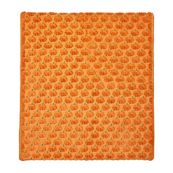 Halloween Pumpkin Throw Blanket 39×51 inch Soft Orange Plush Blanket with Cute Pumpkin Print, Fall Decor for Couch, Bed, Cozy Holiday Gift, Machine Washable