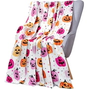 Halloween Pumpkin Throw Blanket 50x60 Inch Spooky Pumpkins Face Blankets Soft Lightweight Blanket for Halloween Home Decor Gifts