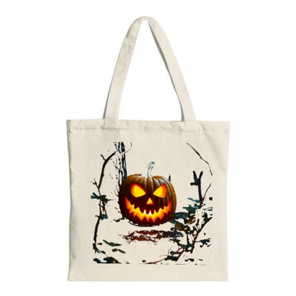 Halloween Pumpkin Tote Bag - Canvas Multifunctional Reusable Shopping Bag with Spooky - o ' - Lantern Design Perfect for Parties & Travel