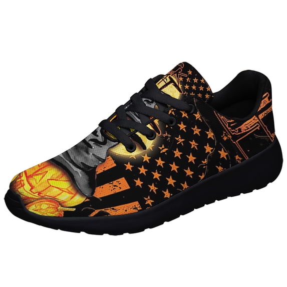 Halloween Pumpkin Trick Or Treat Shoes Sneakers for Women Men Black Size 13