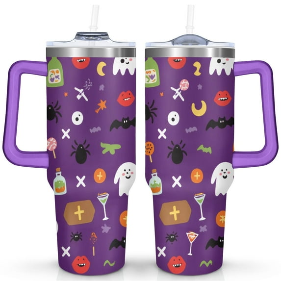 Halloween Pumpkin Tumbler Happy Halloween Insulated Coffee Mug with Straw,Thermal with Lids for Hot and Cold Drinks for School Camping 40 oz Spooky Mug