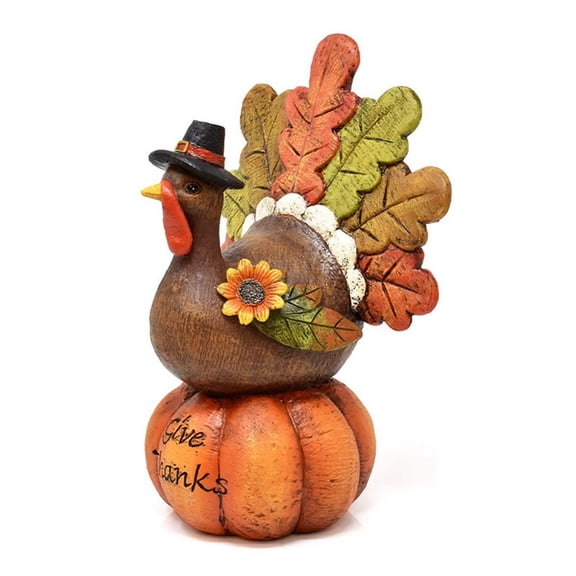 Halloween Pumpkin Turkey Resin Ornaments Desktop Arts Crafts Statue Halloween Thanksgiving Day Decor for Home Dining Table Indoor Outdoor Garden Yard