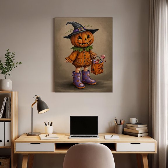 Halloween Pumpkin Wall Art, Spooky Trick-Or-Treat Poster, Cute Jack-O'-Lantern Costume, Halloween Decor For ' Room Or Gift , Poster Print Only