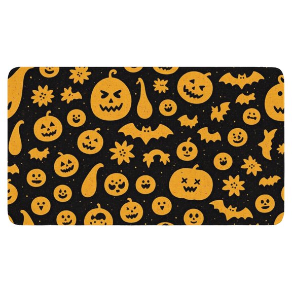 Halloween Pumpkin Welcome Doormat,Non-Slip Doormat Mat 17x30 Inch Horror Pumpkin Ghost Floor Mats for Kitchen Nursery Floor Entryway Rug