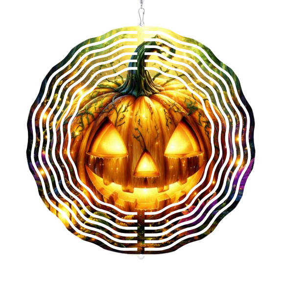 Halloween Pumpkin Wind Spinner, Durable Iron Kinetic Motion Hanging Decoration for IndoorOutdoor, Perfect for Halloween, Thanksgiving, Christmas Year-Round Garden Home Decor, 10 Inch Win