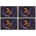 thumbnail image 1 of Halloween Pumpkin Witch Bat Spider Purple Spooky Placemats Set of 4 12x18in Inch Seasonal Fall Holiday Table Mat Durable No Slip Table Mats for Halloween Dining Table Accessories, 1 of 7