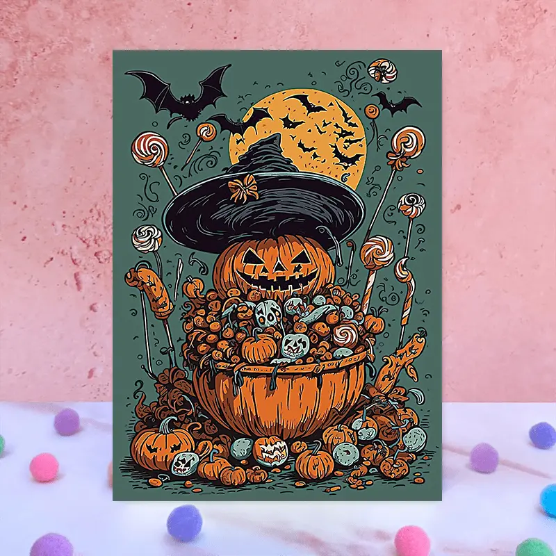 Halloween Pumpkin Witch Cauldron Art Print – Spooky Decor for Fall ...