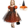 thumbnail image 1 of Halloween Pumpkin Witch Costume for Girls Kid Cosplay Tulle Dress, 1 of 7