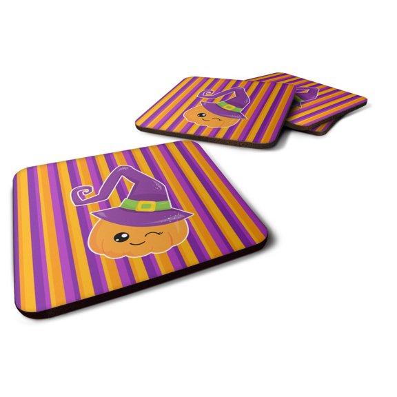 Halloween Pumpkin Witch Foam Coaster Set of 4