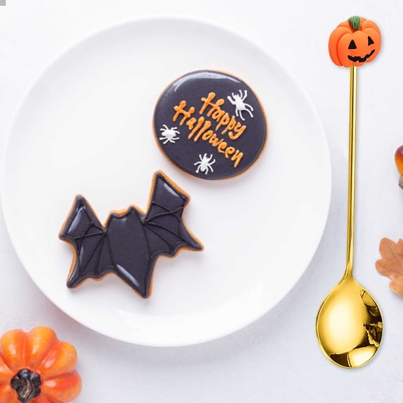 Halloween Pumpkin Witch Hat Stainless Steel Spoons Set Dessert Coffee Ice Tea Mixing Spoons Party Tableware 4.8"X1.0"