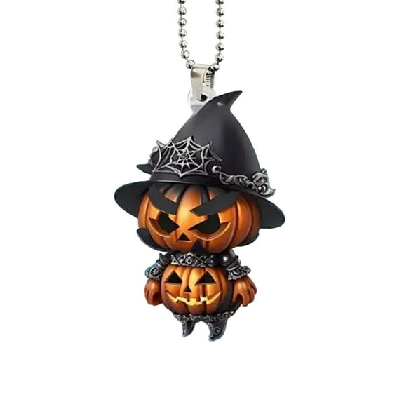 Taicans Halloween Pumpkin Witch Pendant‌ Ornament - Acrylic Jack-o'-Lantern Pumpkin Acrylic Car Hanging Ornament for Rearview Mirror,Spooky Season Decor,Festive Gift,3.1in