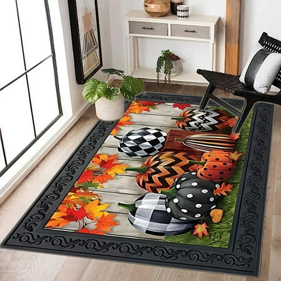Halloween Pumpkin Witch Pleated Carpet for Living Room Sofa Table Large Area Rugs Bedroom Hallway Balcony Anti Slip Floor Mat
