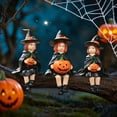 thumbnail image 1 of Halloween Pumpkin Witch Trio - 3PC Resin Figurine Set for Patio/Bookshelf Decor, Glow-in-the-Dark Spooky Ornaments (Style E), 1 of 8