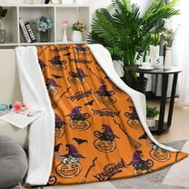 Halloween Pumpkin Witches Pattern Blanket,Comfortable Soft Lamb Wool Throw Blanket,All Season,Warm Lightweight Blankets for Sofa Bed Couch Living Room Chair,40"x50"