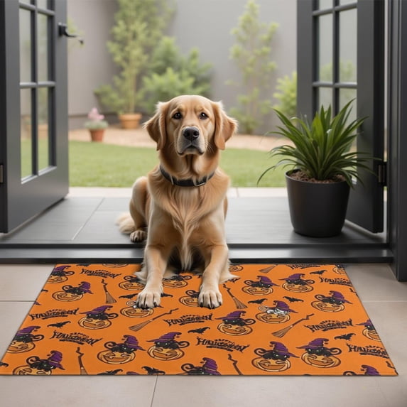 Halloween Pumpkin Witches Pattern Door Rugs,Washable Non Slip Door Mats Indoor,Decorative Door Mats,Entry Mat Indoor for Entrance,Bedroom,Kitchen,Bathroom,20"x32"