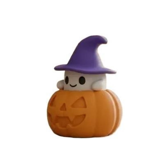 Halloween Pumpkin Wizard Ghost Ornament 3D Printed Cute Statue Desktop Decor Gift