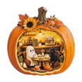 thumbnail image 1 of Halloween Pumpkin Wooden Display Stand 13 Inch Tabletop Decoration, Tool-Free Triangular Support Creates Stable Seasonal Accent, Halloween Party Decor for Home Store Shelf Mantel Counter, 1 of 5