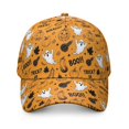 Patterns Word Image Halloween Pumpkin Words Pattern Baseball Cap, Sports Sun Cap with Snap ...