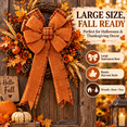 thumbnail image 1 of Halloween Pumpkin Wreath Bow, Faux Ribbon Ornament, Thanksgiving Fall Door Decor, Large Velvet Bow for Wreath & Tree, Rustic Harvest Decoration Accent​, C, 1 of 7