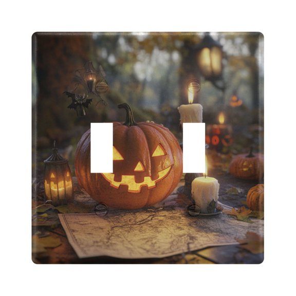 Halloween Pumpkin and Candle Decorative Light Switch Plates Switch Cover Decorative Wall Plates Ideal for Living Room Kitchen Bedroom and Study