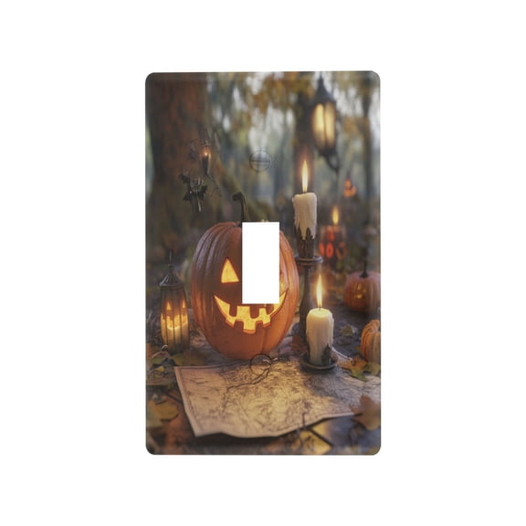 Halloween Pumpkin and Candle Light Switch Cover Switch Plate Outlet Cover Plug Cover for Electrical Outlet