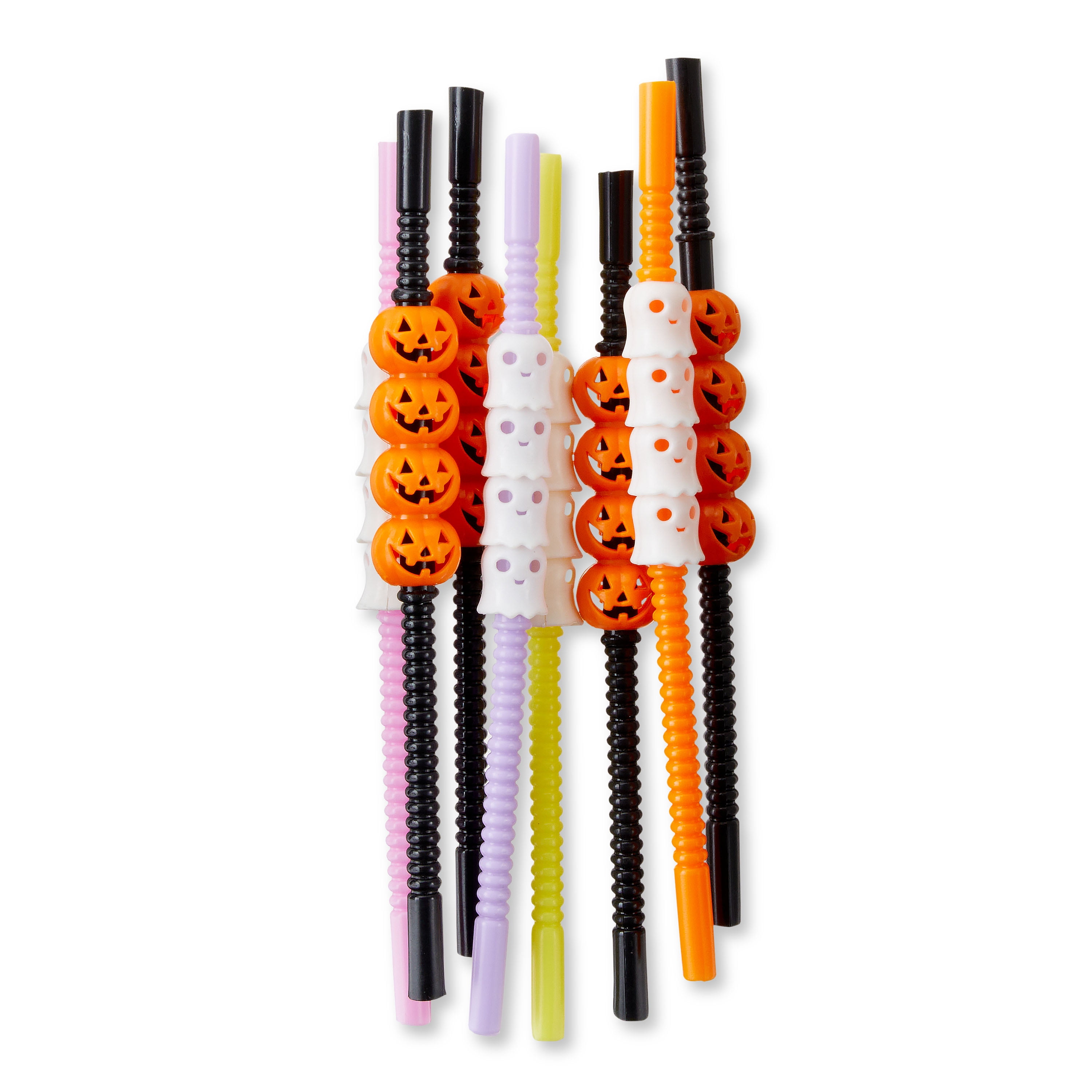 Jovitec 60 Pieces Halloween Straws Plastic Reusable Straw with Straw  Cleaning Brush for Halloween Party Family Supply, 9 Inches (Halloween Color)