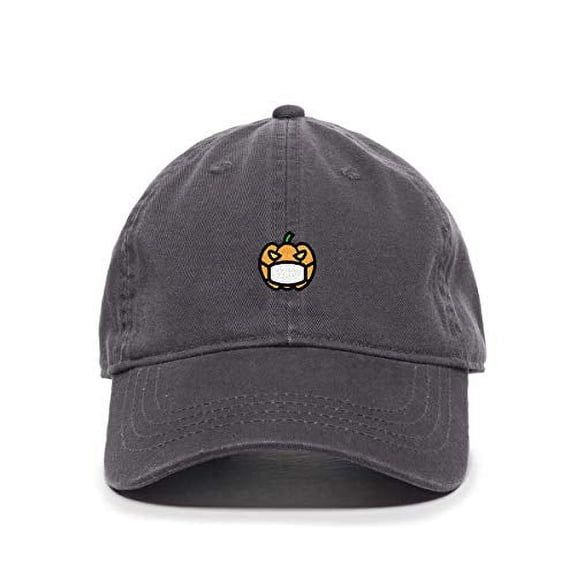 Halloween Pumpkin with Mask Baseball Cap Embroidered Cotton Adjustable Dad Hat Charcoal